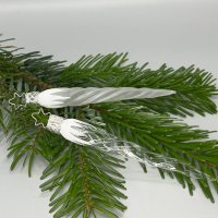 Inge-Glas Christbaumanhänger Frostiger Zapfen 13,5 cm (2-fach) weiss