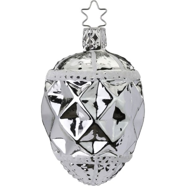 Inge-Glas Christbaumanhänger Zapfenornament 8 cm silber glanz