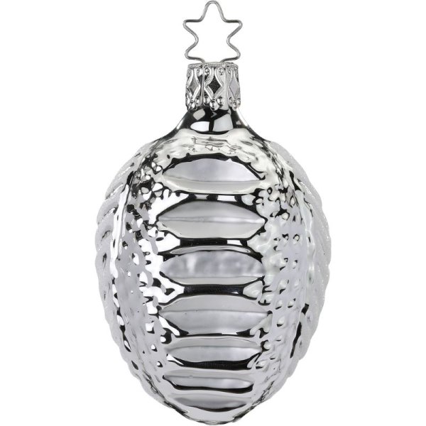 Inge-Glas Christbaumanhänger Blattornament, 8,5 cm, silber glanz