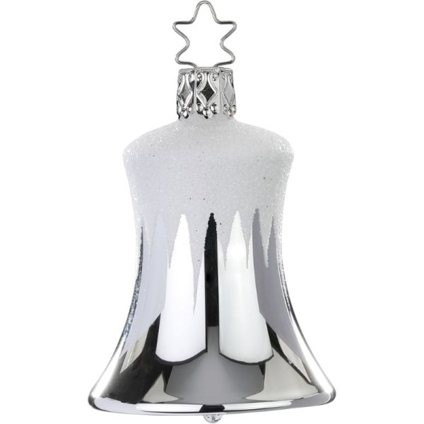 Inge-Glas Christbaumanhänger Eiszapfen Glocke 6,5 cm, silber glanz