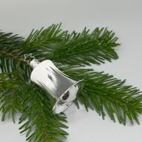 Inge-Glas Christbaumanhänger Eiszapfen Glocke 6,5 cm, silber glanz