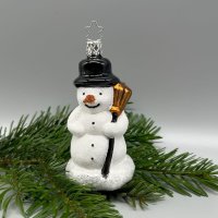 Inge-Glas Christbaumanhänger Schneemann Kecke Karottennase 10,5 cm weiss