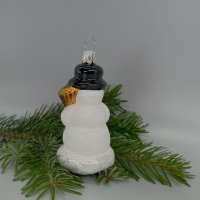 Inge-Glas Christbaumanhänger Schneemann Kecke Karottennase 10,5 cm weiss