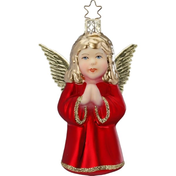 Inge-Glas Christbaumanhänger Engel, 10,5 cm, rot