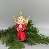 Inge-Glas Christbaumanhänger Engel, 10,5 cm, rot