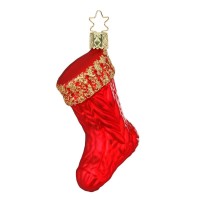 Inge-Glas Christbaumanhänger Weihnachtssocke 10 cm, rot