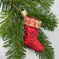 Inge-Glas Christbaumanhänger Weihnachtssocke 10 cm, rot