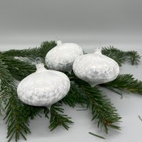 TGS 3er Box Christbaumanhänger Zwiebeln 8 cm silber Eis