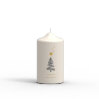 Engels Stumpenkerze Motivkerze "Winterwald" Ø 8 H 15 cm, weiss