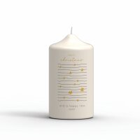 Engels Stumpenkerze Motivkerze "Merry Christmas" Ø 8 H 15 cm, weiss