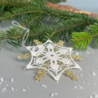 VOGEL Stickerei - Fensteranhänger Schneestern gold,...