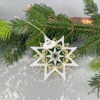 VOGEL Stickerei - Fensteranhänger Glitzerflocke gold...