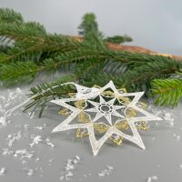 VOGEL Stickerei - Fensteranhänger Glitzerflocke gold...