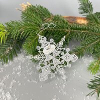 VOGEL Stickerei - Fensteranhänger Schneekristall...