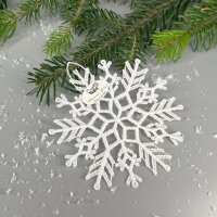 VOGEL Stickerei - Fensteranhänger Schneeflocke 1, Plauener Spitze, weiss, 10 cm