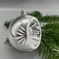 Inge-Glas Kugel 8 cm Ornament Reflex silber