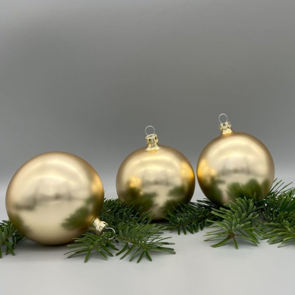 Thüringer Box 3er Kugeln - Weihnachten gold Glas Festliche